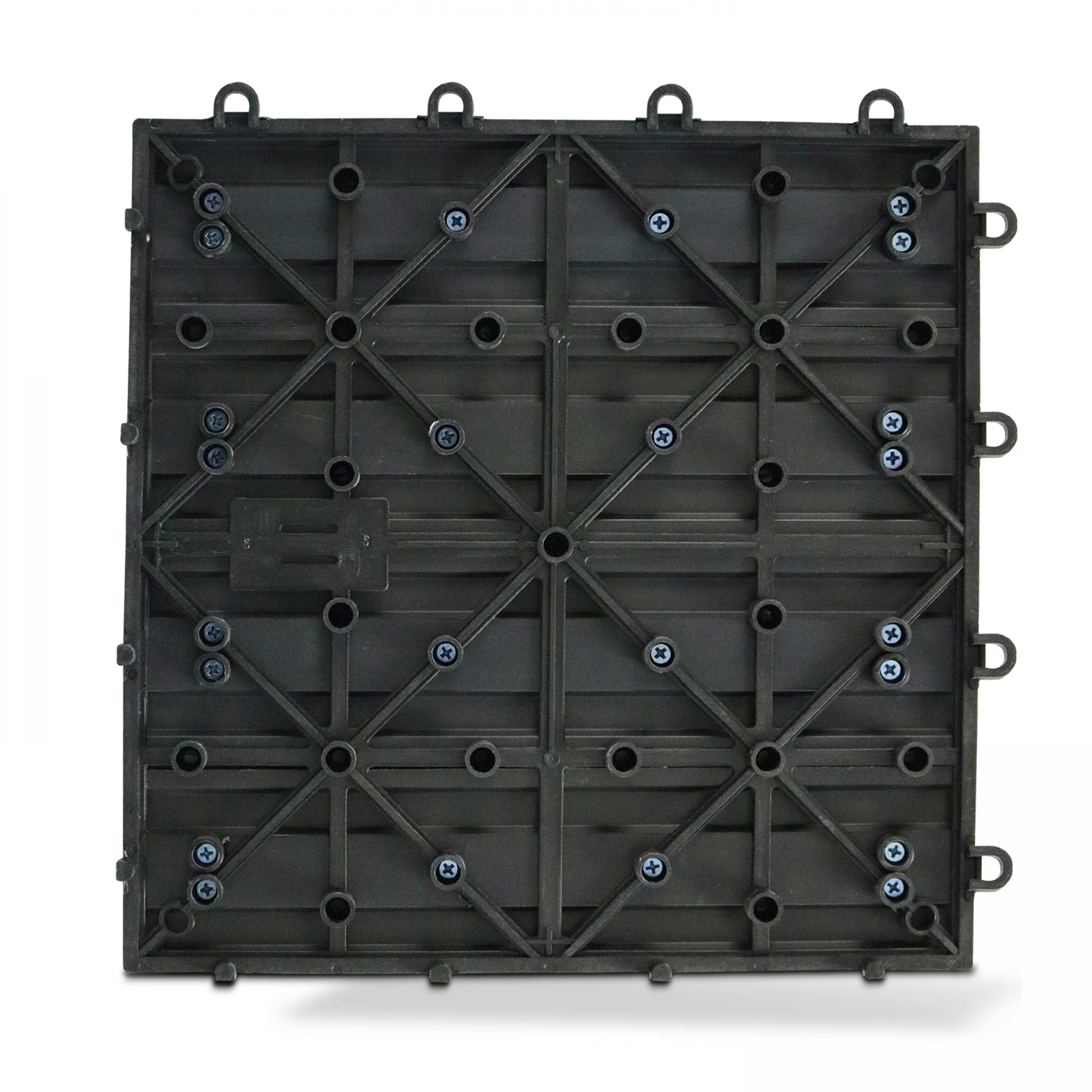 Lot de 16 dalles clipsables en bois composite gris - 7