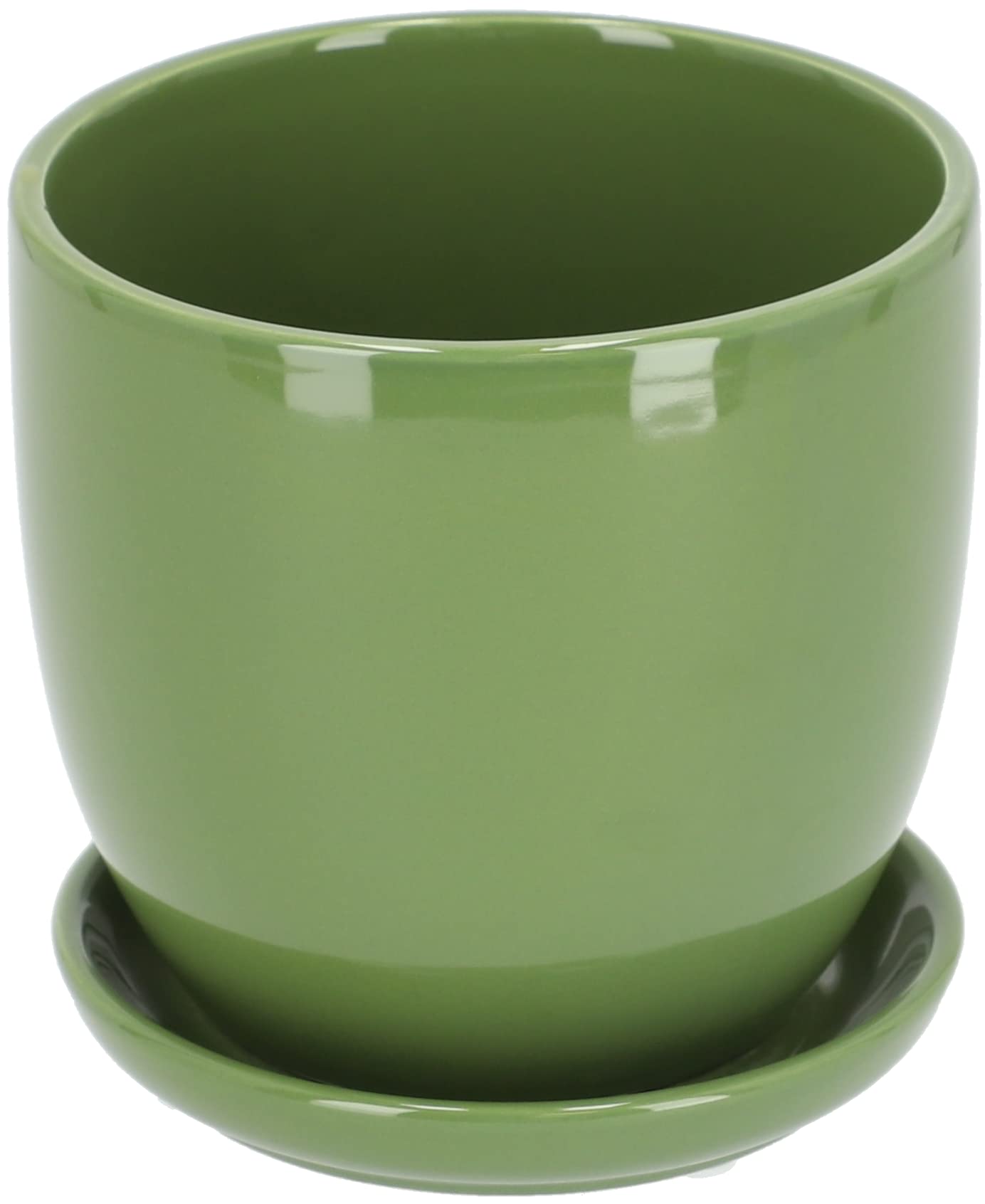 Doniczka donica osłonka ceramiczna z podstawką zielona ⌀20 cm - 2 szt. - KOTARBAU - 4