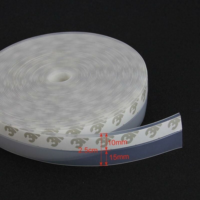 Burlete adhesivo para puertas 10 m x 25 mm Tapón de silicona flexible adhesivo impermeable Aislamiento acústico para evitar la entrada de aire frío - 3