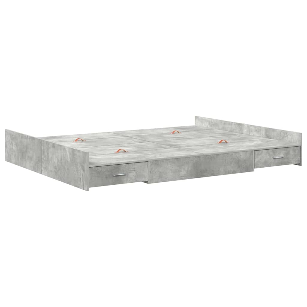 Cadre de lit avec rangement et tiroir gris béton 140 x 200 cm - 7
