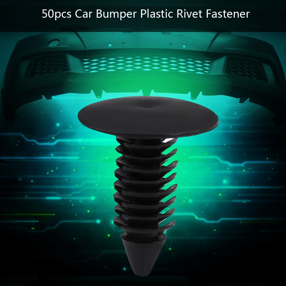 Yuiturt 50 clip di fissaggio paraurti in plastica, rivetti auto universali per Citroen Peugeot (Jumpy, Berlingo, C3-C6) e Renault Clio 2, fascette per carrozzeria, colore: Nero