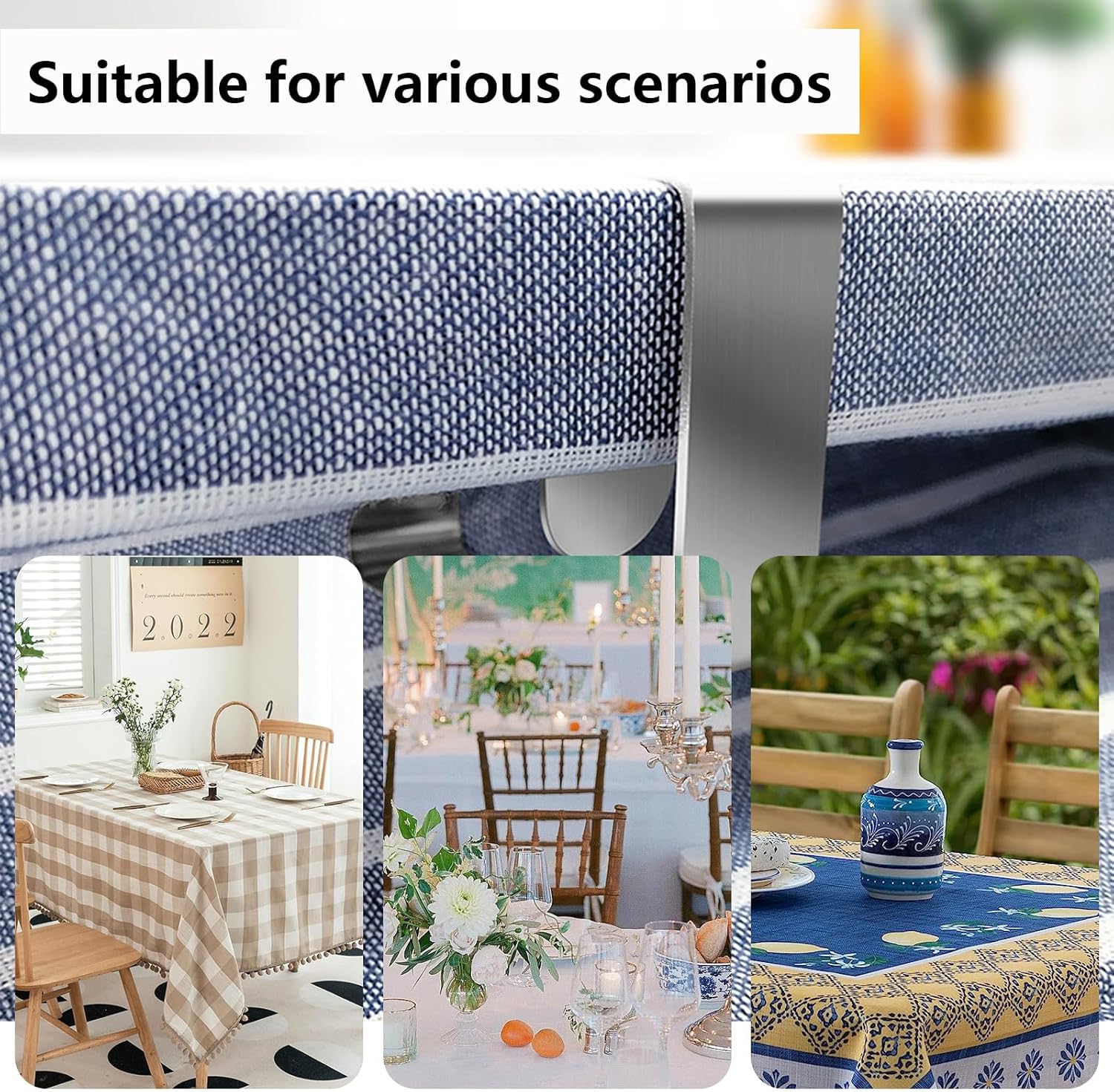 12 Pinzas Sujetamanteles De Acero Inoxidable Para Exterior – Clip Ajustable Para Mesas De Hasta 4 Cm, Ideal Para Bodas, Fiestas, Jardín Y Restaurantes