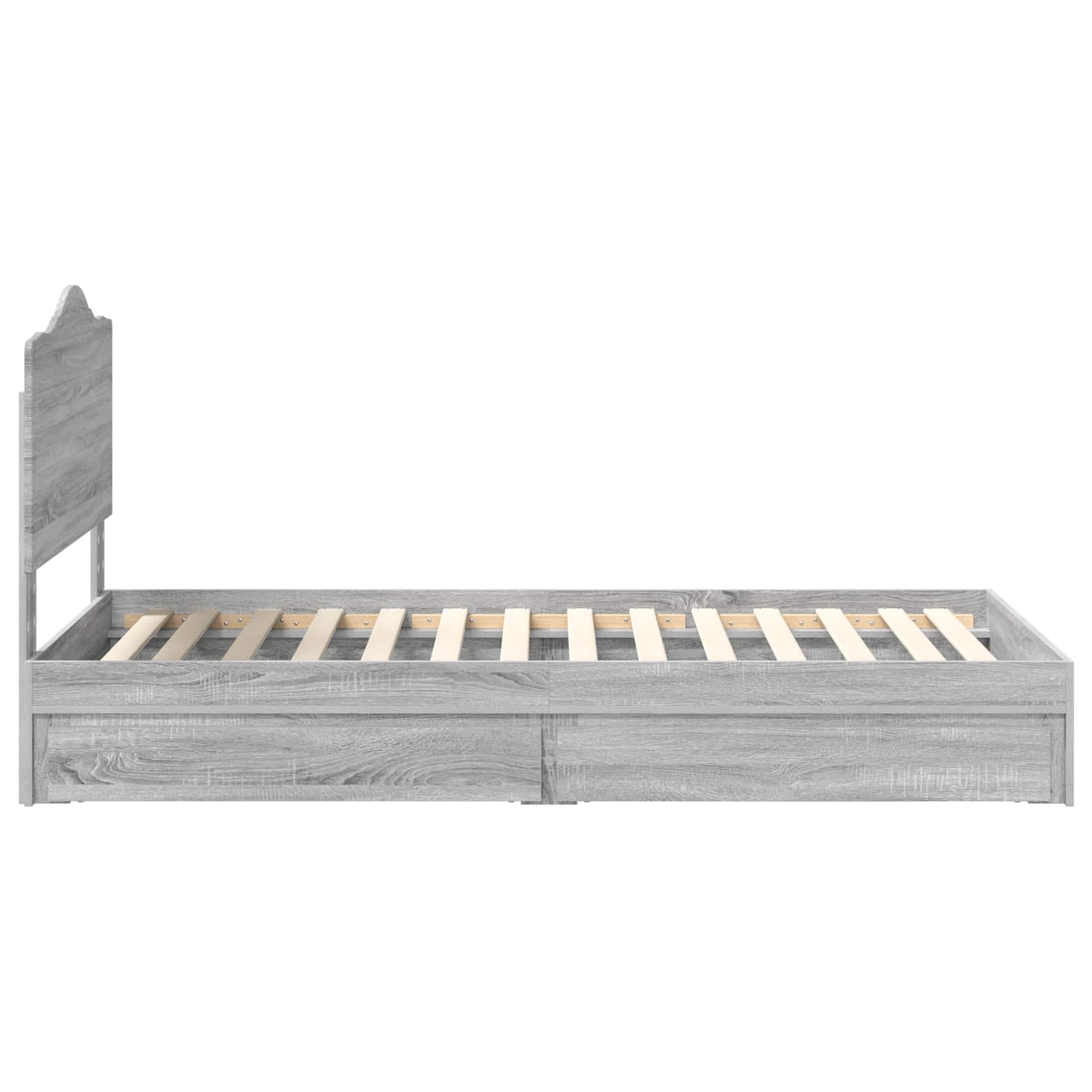 Lit avec rangement, panneau de bois, gris, pour la chambre, 70 × 190 cm - 9