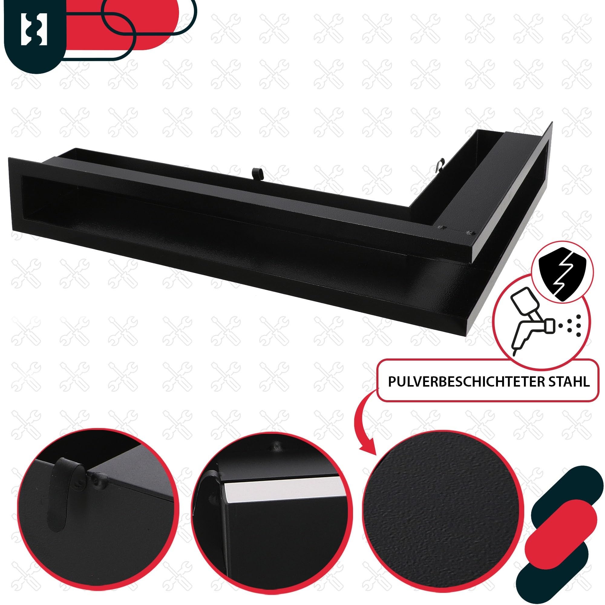 Grille de Ventilation pour Cheminée en Acier 60/40 cm Noir - Grille Aération - Ventilateur Air Chaud - KOTARBAU - 5