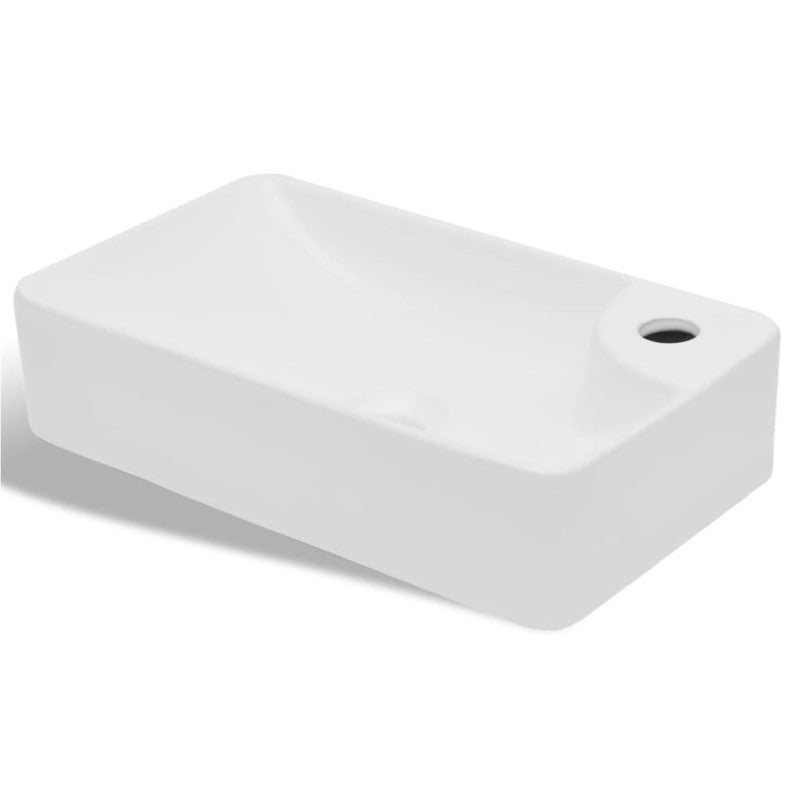 Lavandino Bagno in Ceramica Bianca con Foro per Rubinetto vidaXL - 2