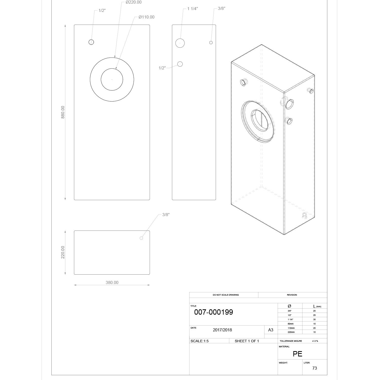 Réservoir rigide en polyéthylène d'eau camper bateau 73 lt - 3