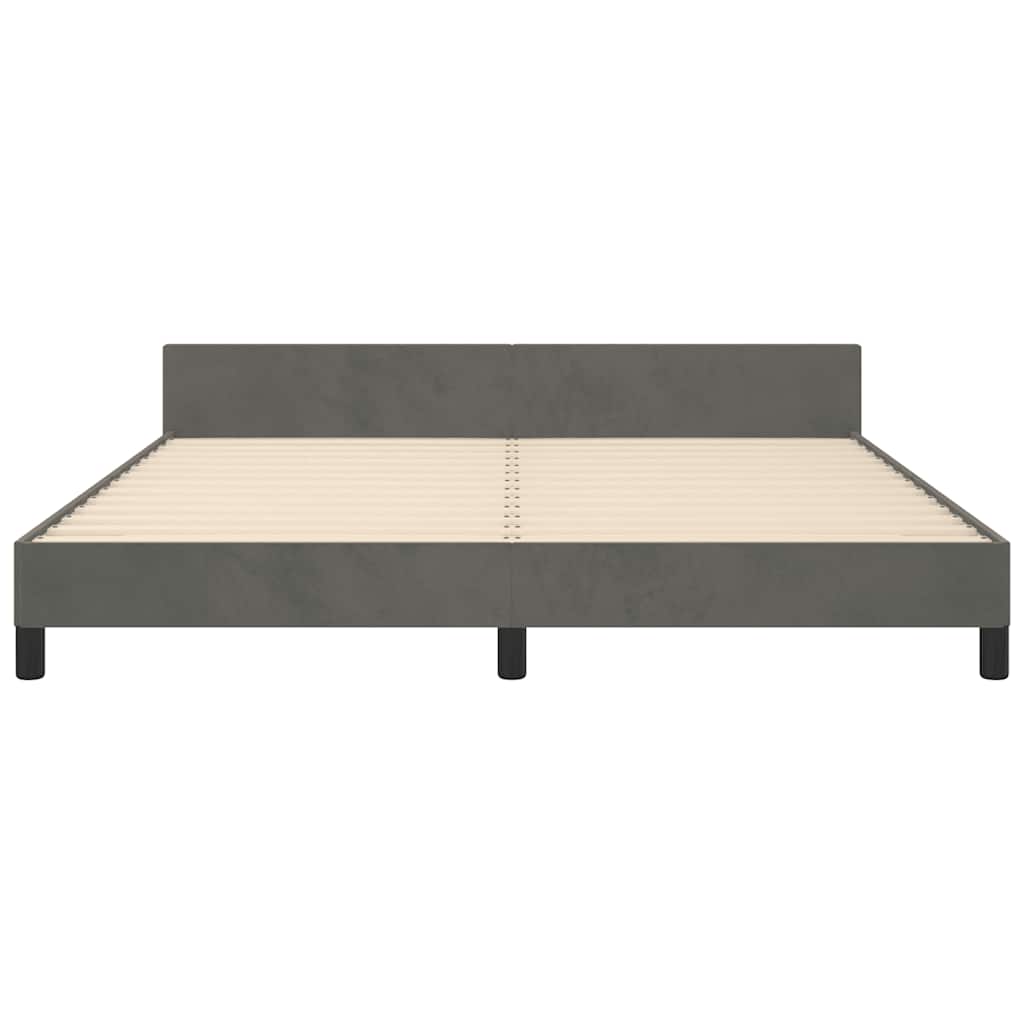 Cadre de lit sans matelas gris foncé 160 x 200 cm en velours - 5