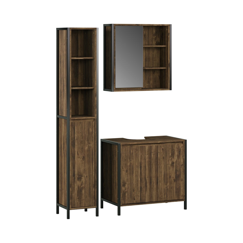 Vicco Zestaw mebli łazienkowych Naola, Dąb/czarny, 3 części