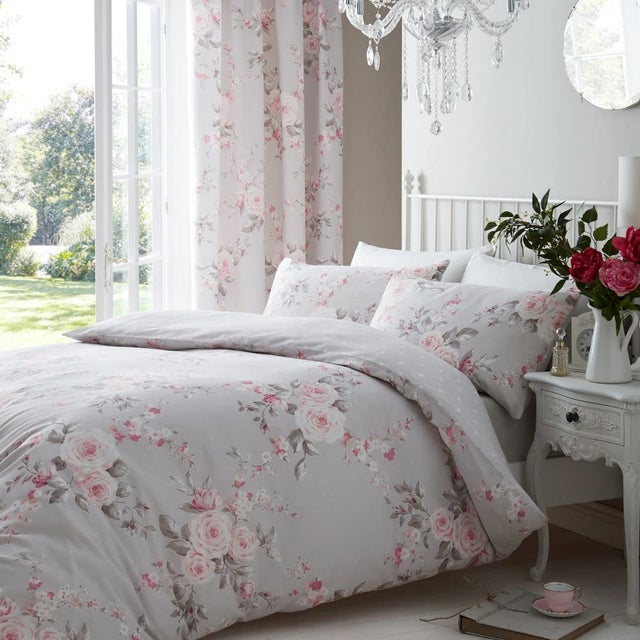 Catherine Lansfield Canterbury-Set copri-piumino singolo, colore: grigio