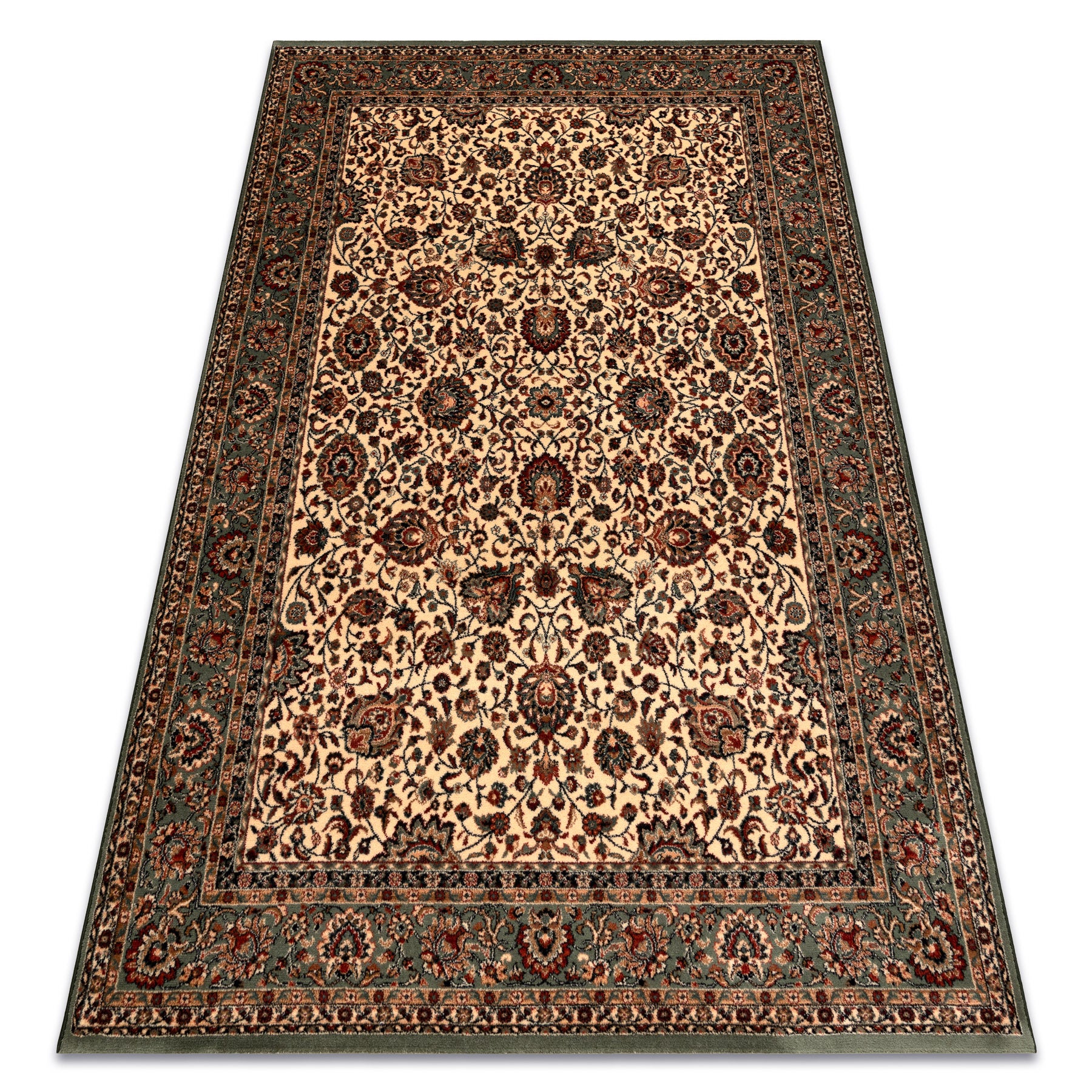 Dywan wełniany KASHQAI 4362 101 ornament beż / zielony 120x170 cm
