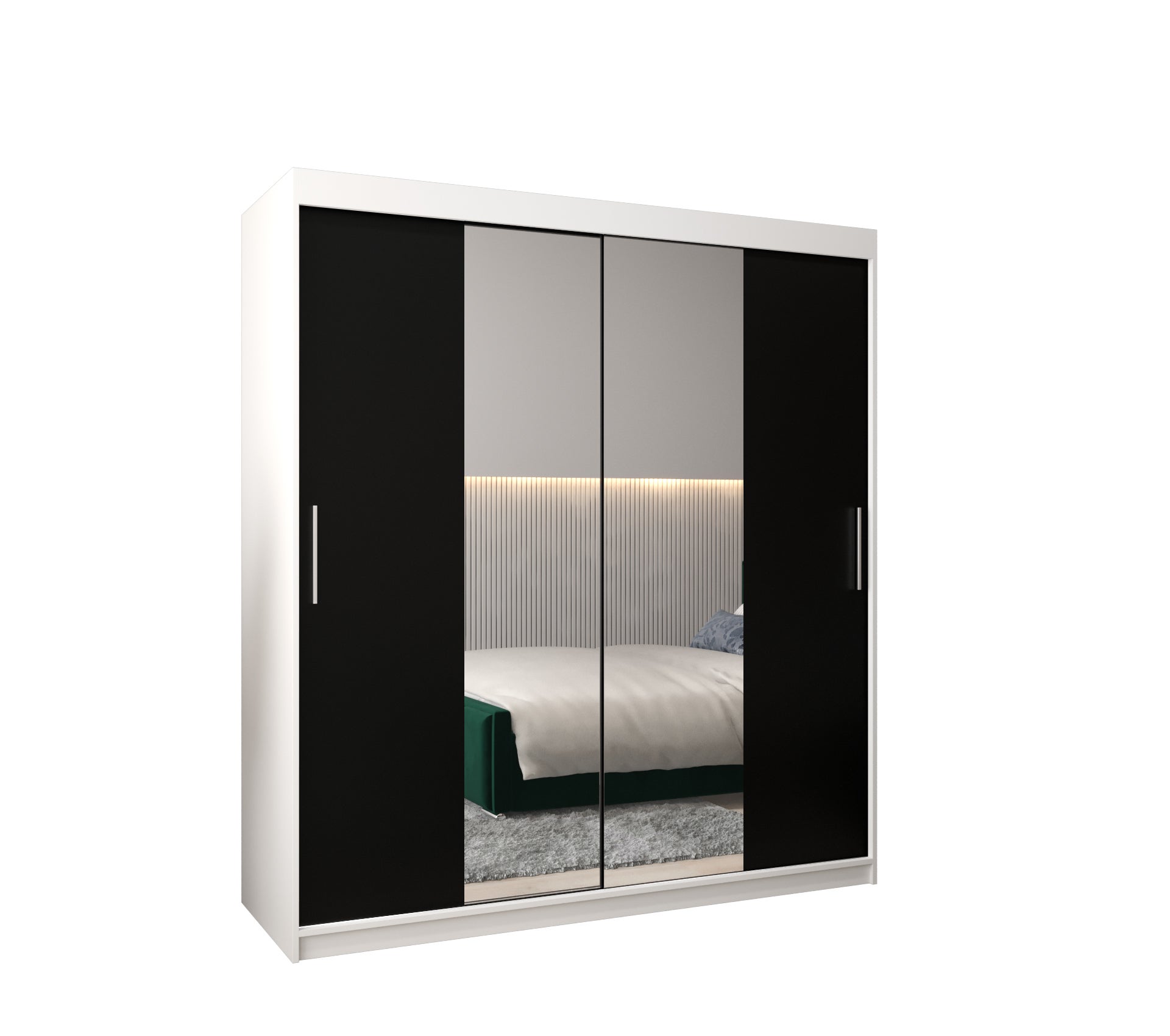 Szafa przesuwna garderoba TOKYO 1 180 x 62 x 200 cm Biały + Czarny - Abiks Meble