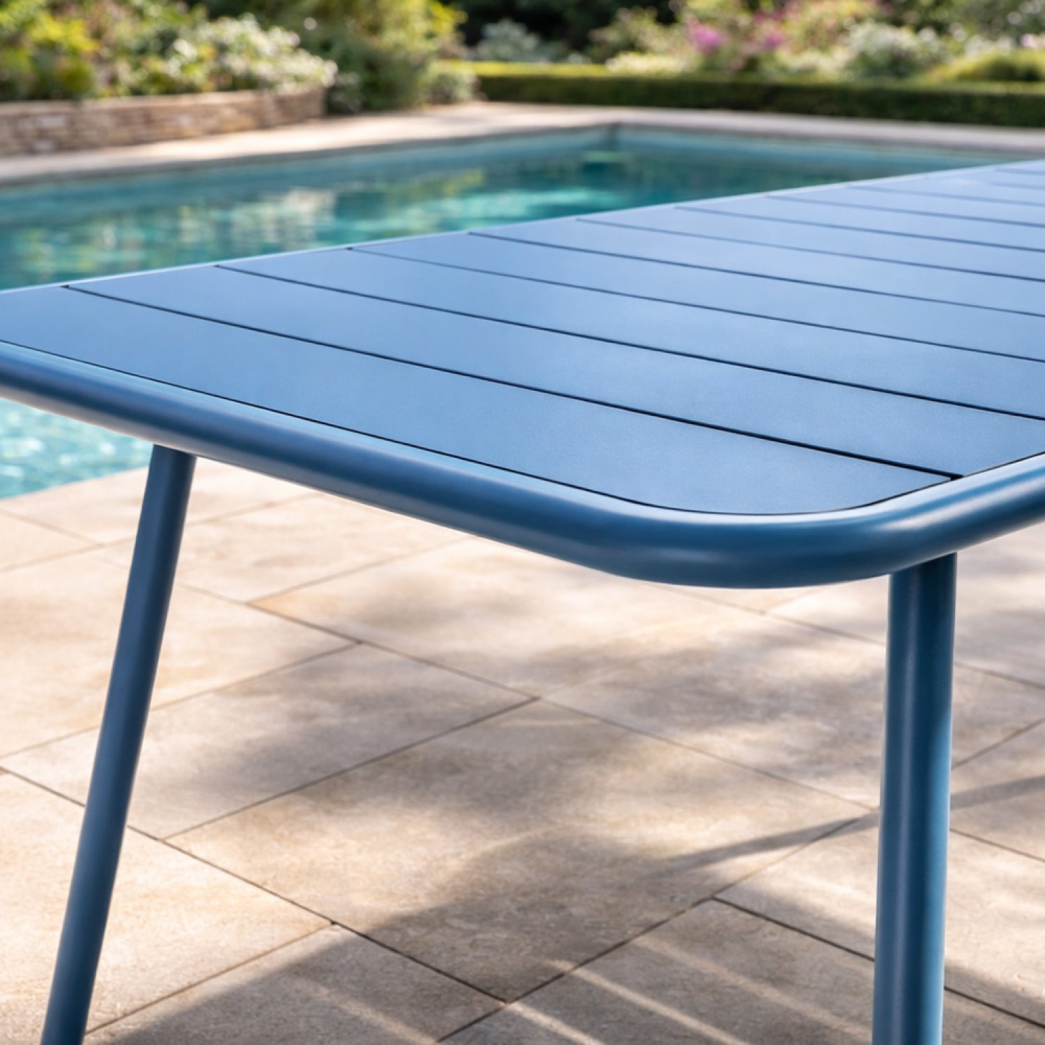 Table de jardin 4 à 6 places 120cm bleu BERGAME - 6