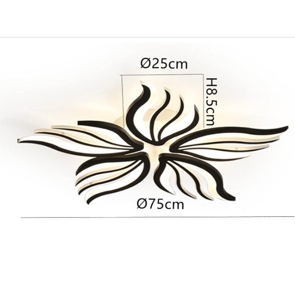 Czarna lampa dekoracyjna w kształcie płatków, białe światło 6000 K, lampa sufitowa LED do sypialni, 75 cm, nowoczesne oświetlenie sufitowe wpuszczane - 2