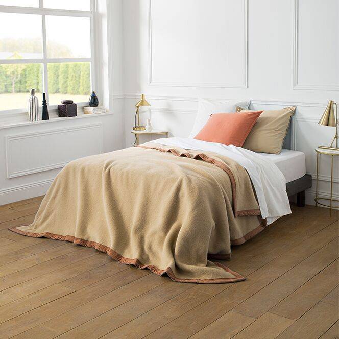 Couverture De Lit En Pure Laine Mérinos - Rose - Dimensions 110x65 Cm - Handmade