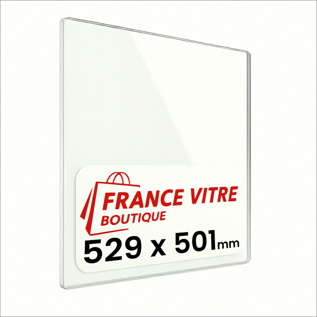529 x 501 x 4 mm - Vitre de cheminée pour insert et poêle à bois - verre de rechange - France Vitre - jusqu'à 800°C - 501x529 mm