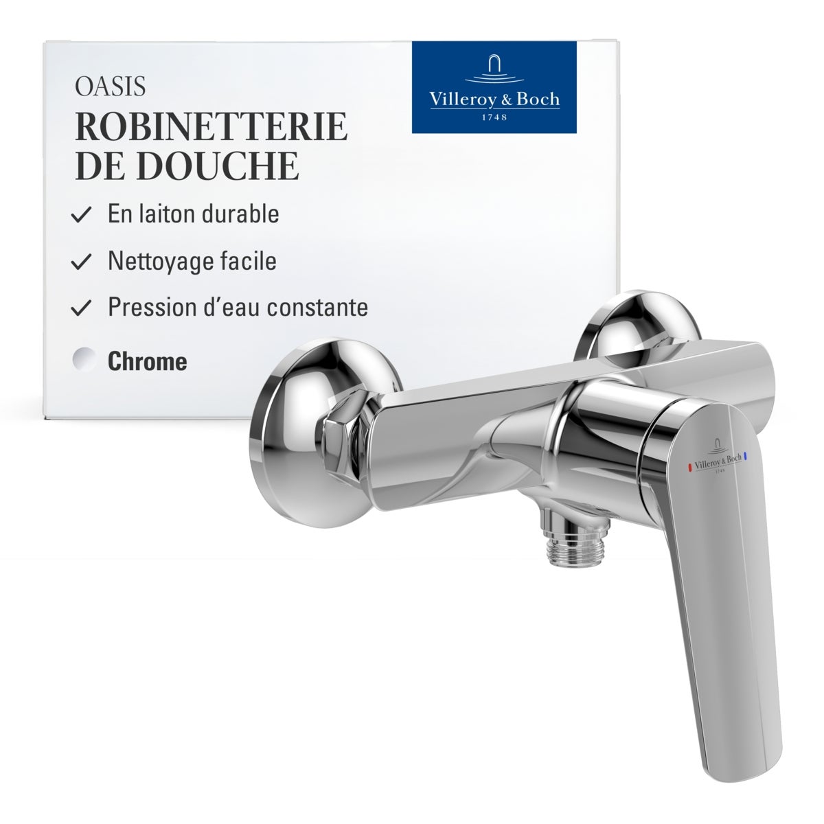 Villeroy & Boch - Mitigeur Douche Oasis Monocommande Montage Apparent Chromé avec AirPlus et Cartouche Céramique - 2