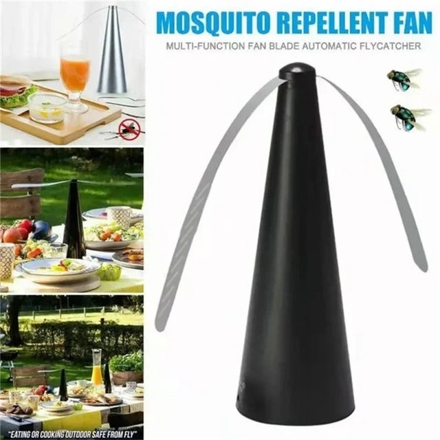 Ventilateur Anti-Mouche, Répulsif à Pales Extérieur & Intérieur pour Eloigner Les Mouches de la Table, Répellante Moustique Fan pour Maison Dîner