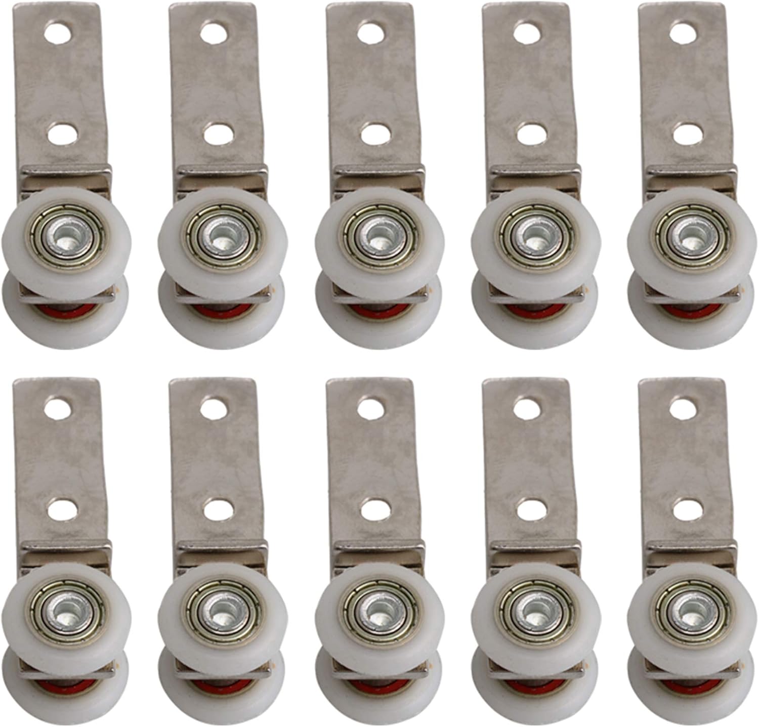 6,5 x 1,9 cm Metalowy blok łożyskowy z dwoma plastikowymi kółkami do drzwi przesuwnych w szafce okiennej