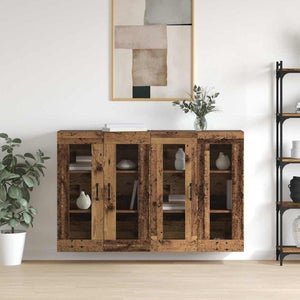 VidaXL Mobile A Parete Bianco 69,5x34,90 Cm - Legno Multistrato Con 3 Ante E Maniglie In Ferro