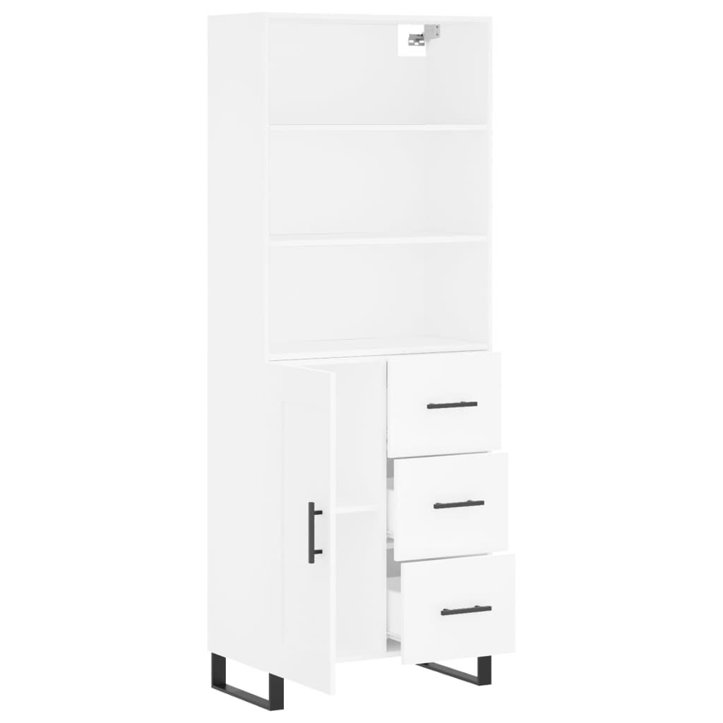 Buffet haut Blanc 69,5x34x180 Bois d'ingénierie - 4