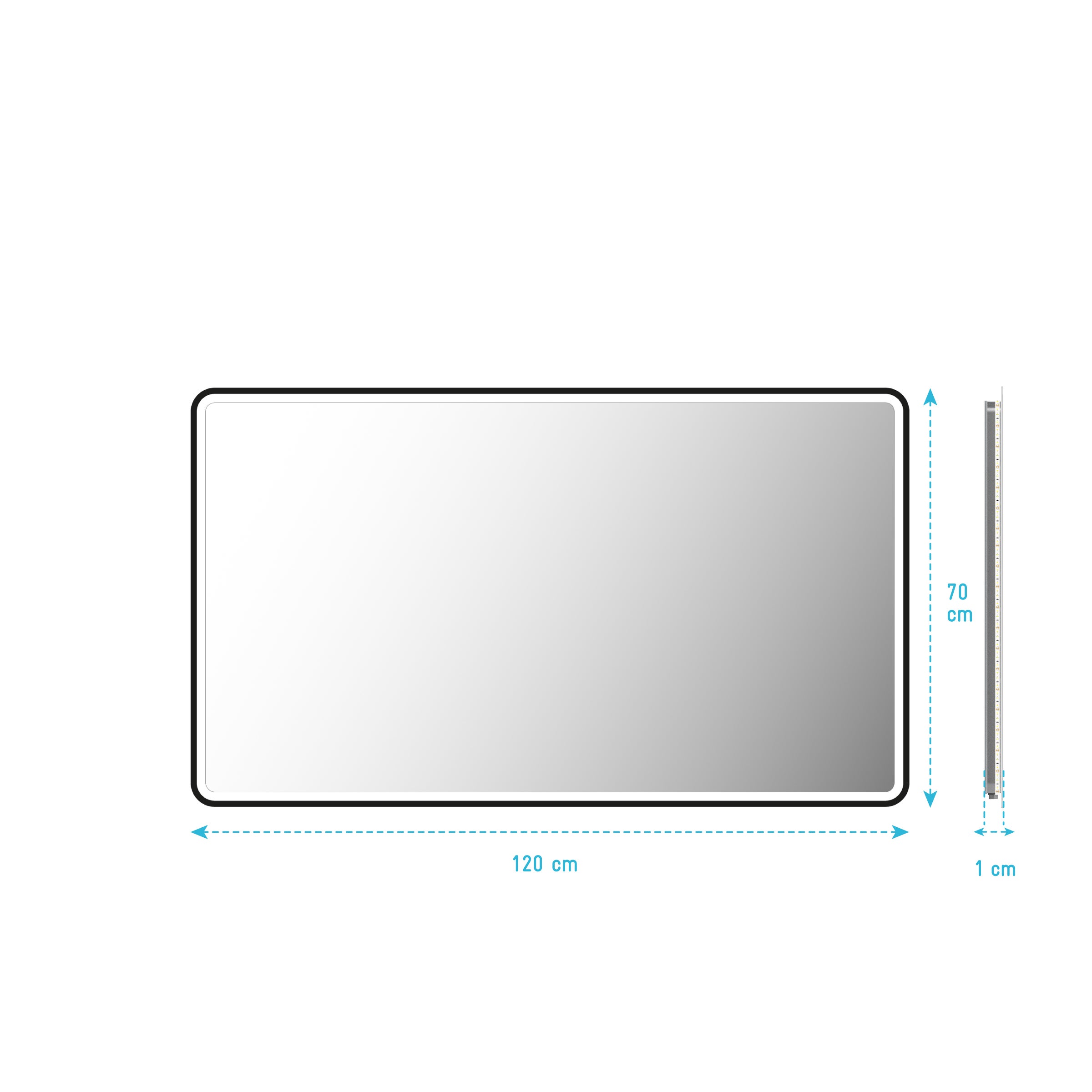 Miroir salle de bain avec eclairage LED et contour noir - 120x70cm - GO BLACK LED - 5