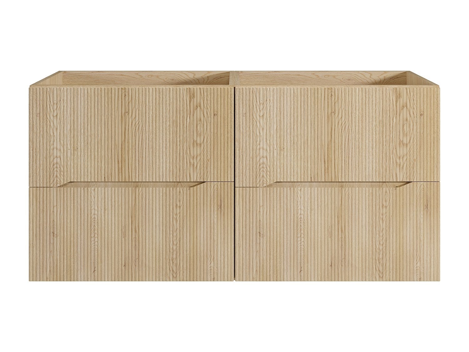 Meuble sous vasque suspendu strié - Naturel clair - 120 cm - ORISO - 2
