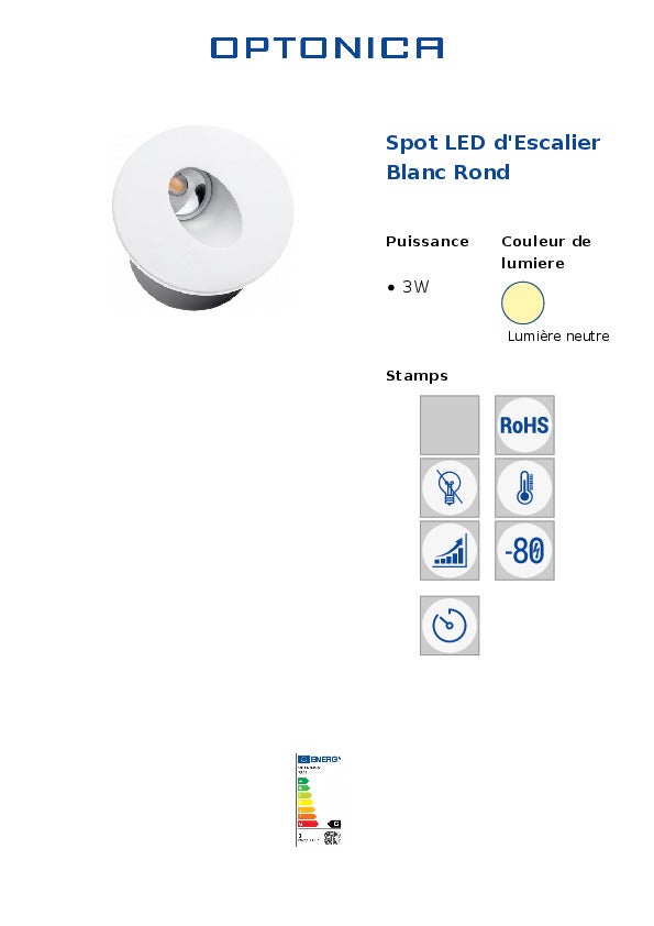 3W Built-in LED Spot para escada redonda AC 220-240V Branco Neutral 4200K - 9