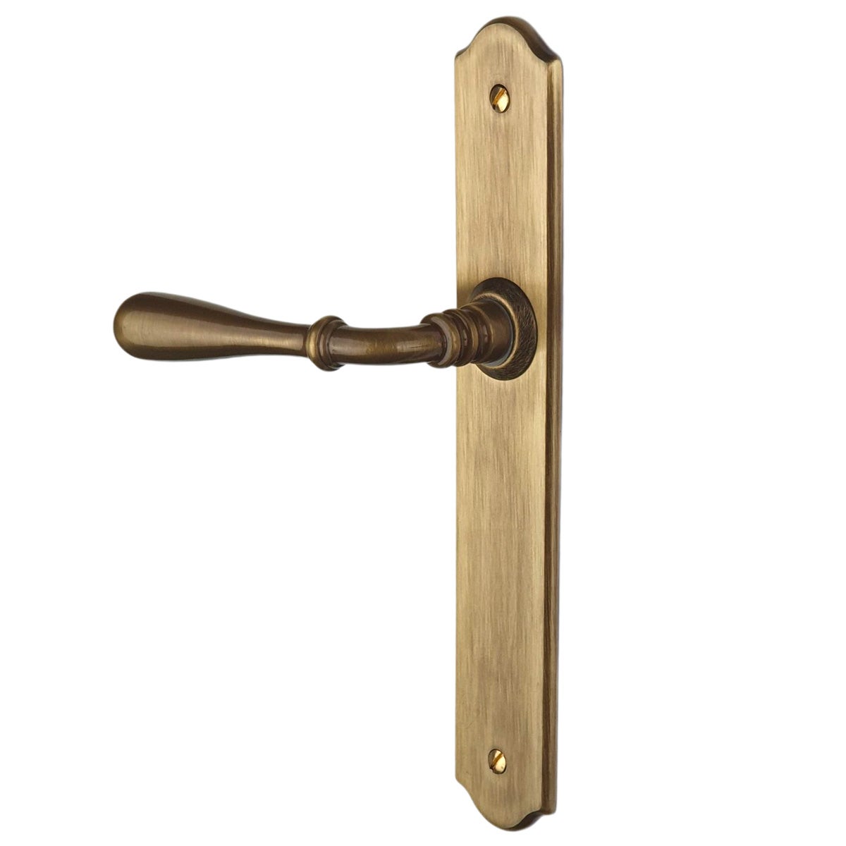 2 poignées de porte DURANCE sans trou, Laiton patiné entraxe 195 mm, salon cuisine séjour - 4