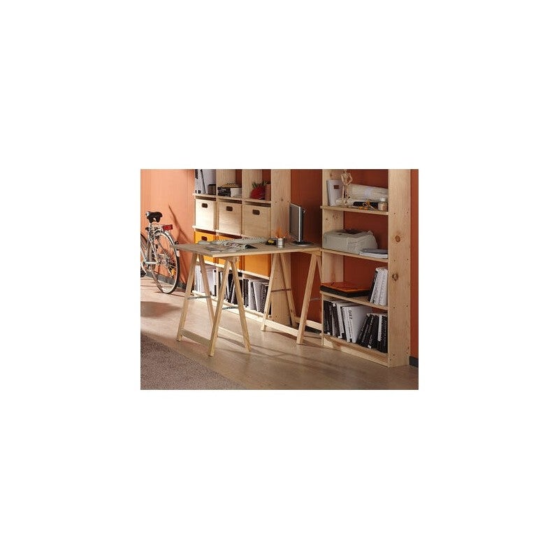 Cavalletto pieghevole in legno per lavorazione del legno e fai da te 74x73,5 cm | Cavalletto per montaggio assi e taglio legno - 2
