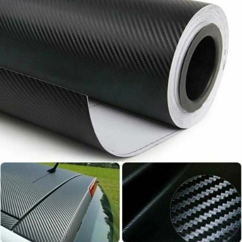 Film Autocollant Fibre de Carbone, 3D Film d'emballage Automobile en Fibre de Carbone Auto-adhésif Film de Protection de Seuil de Porte de Voiture - 2