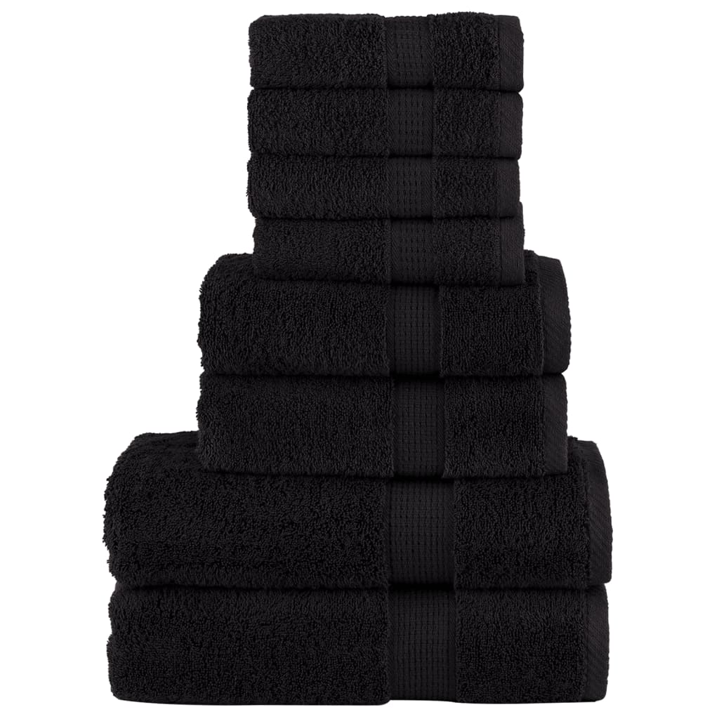 8-częściowy zestaw ręczników premium SOLUND, czarny, 600 g/cm² vidaXL
