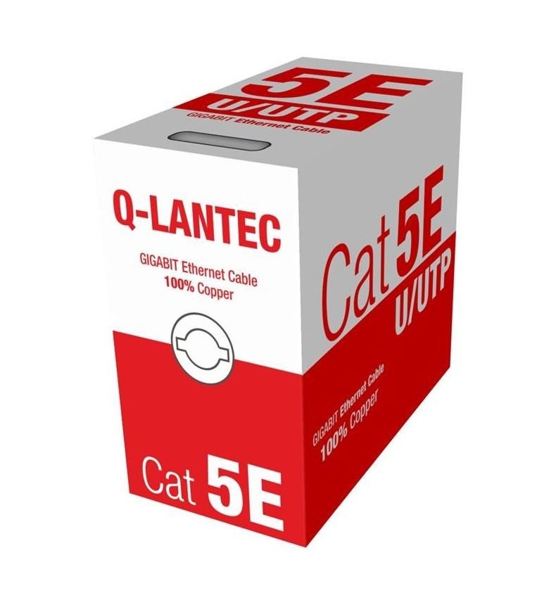 Kabel sieciowy U/UTP kat.5e skrętka 4x2x0,5mm zewnętrzny suchy PE czarny Q-LANTEC 305m