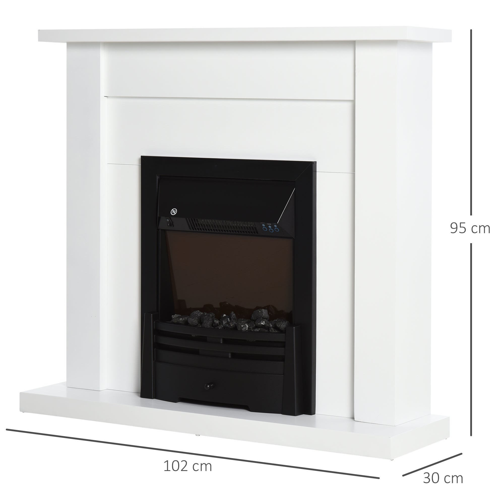 Chimenea eléctrica Homcom blanco 102x30x95 cm metal - 3