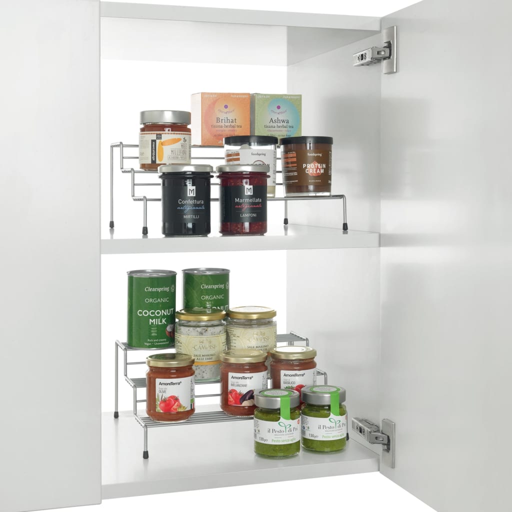 Organizador De Especias Metaltex X-Tend - 2 Estantes Extensibles Negro - 28/55 X 23 X 13 Cm