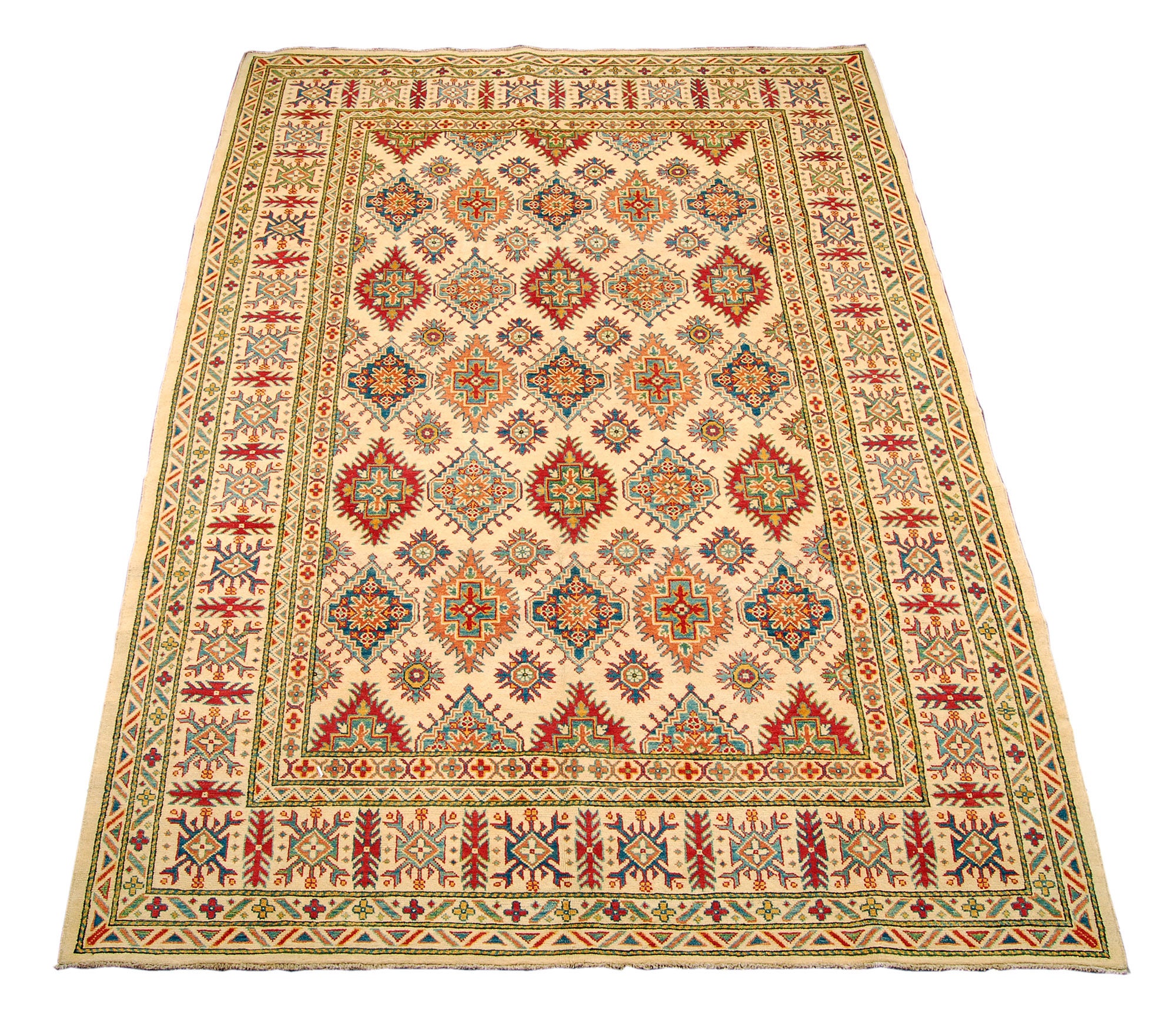 Dywan prostokątny tkany ręcznie Ghazni Chubi w kolorach beżowych 305x215 cm