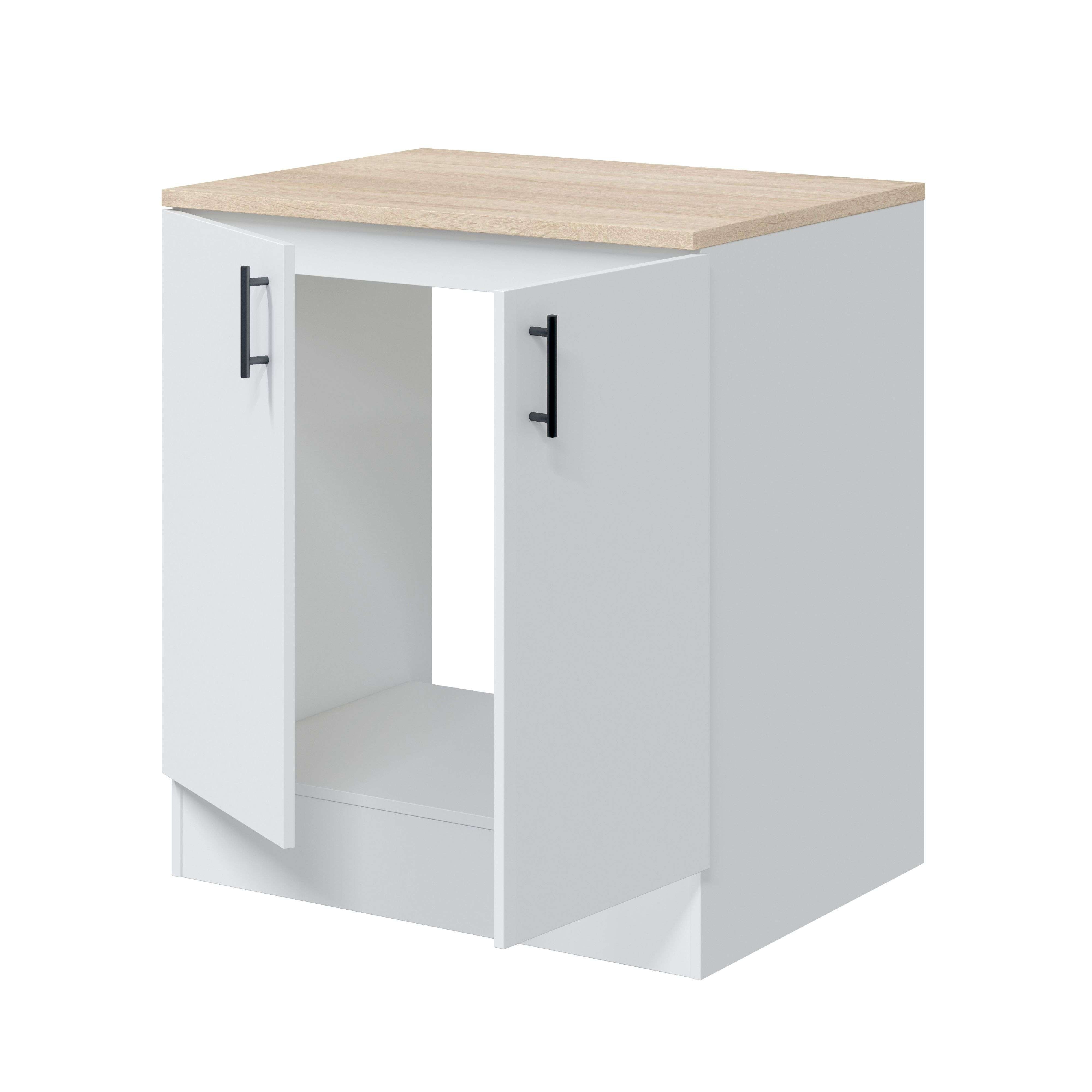 Módulo Inferior Cocina Fregadero 2 Puertas Kira en Blanco Brillo y Roble Canadian 80x90x60 cm - 2