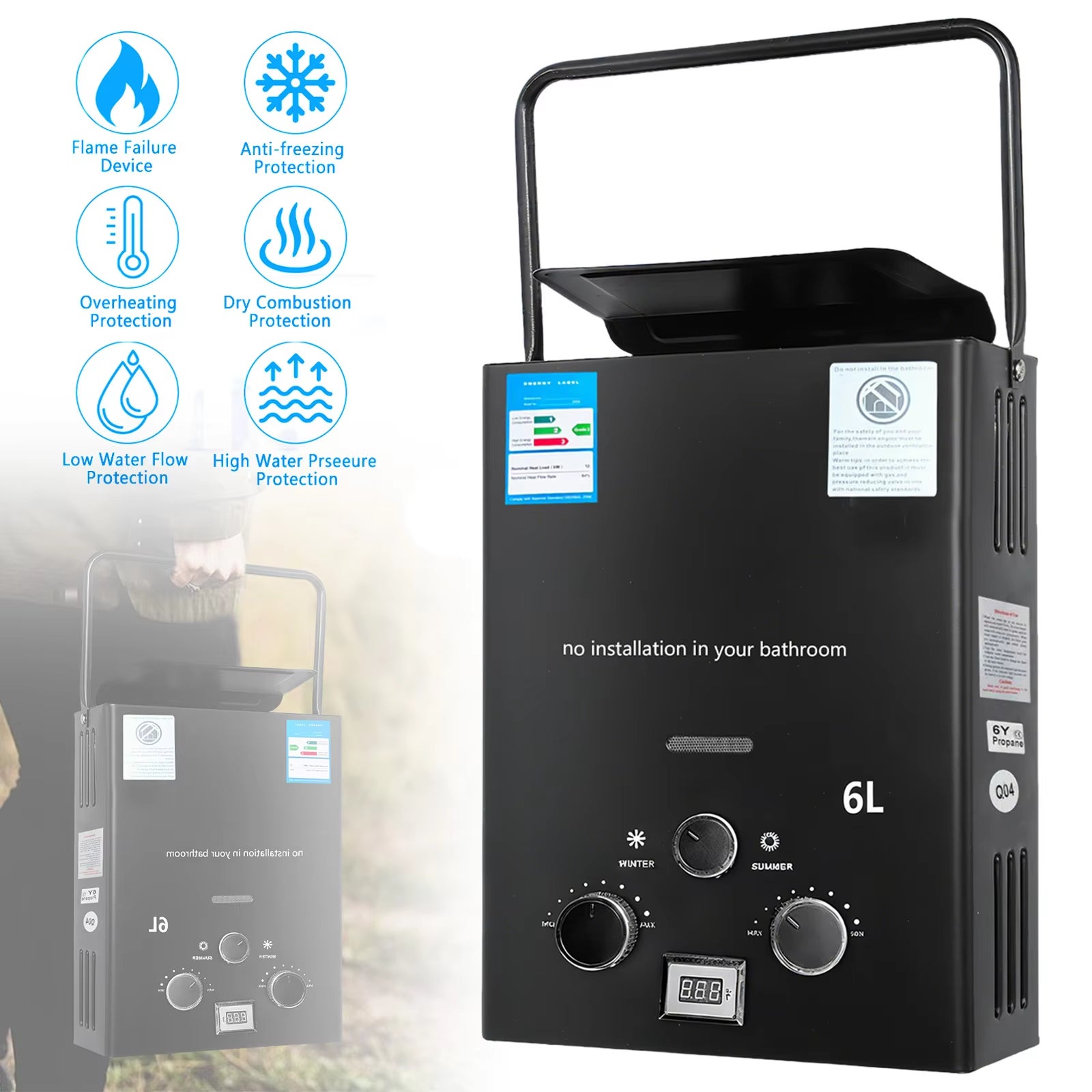 Scaldabagno A Gas GPL 14L Termotek Aquapower Camera Aperta Low NOx