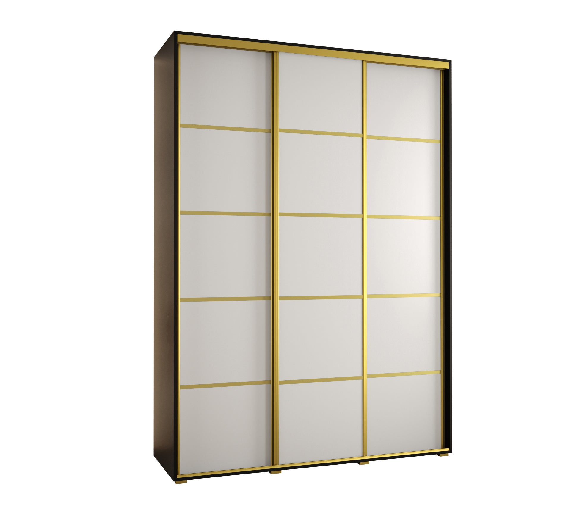 Szafa przesuwna wysoka Davos 4 180 x 60 x 235,2 cm czarny + biały + u. złoty - Abiks Meble