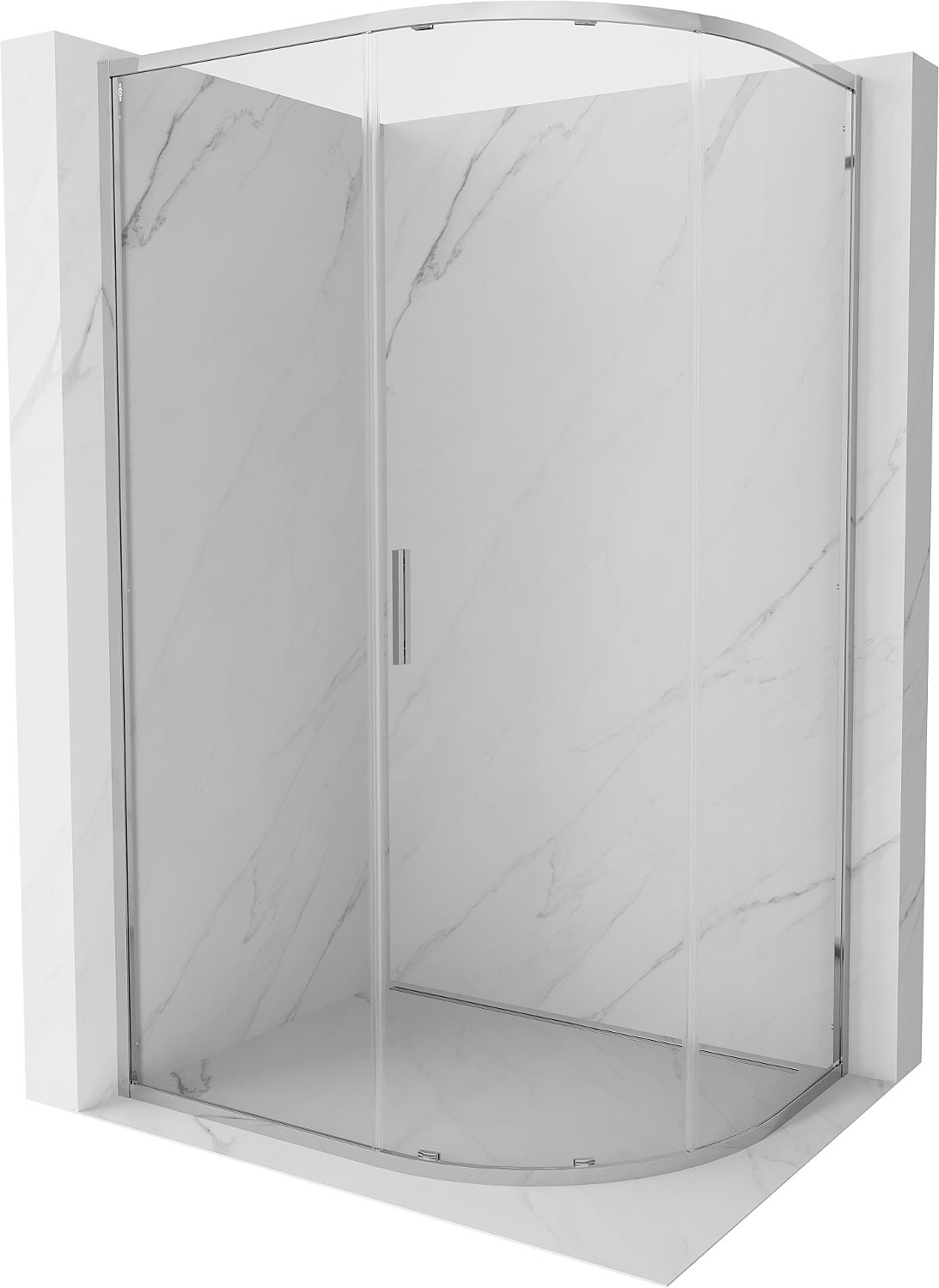 Mexen Exo kabina prysznicowa półokrągła asymetryczna rozsuwana 90 x 80 cm, transparent, chrom - 8131-090-080-01-00