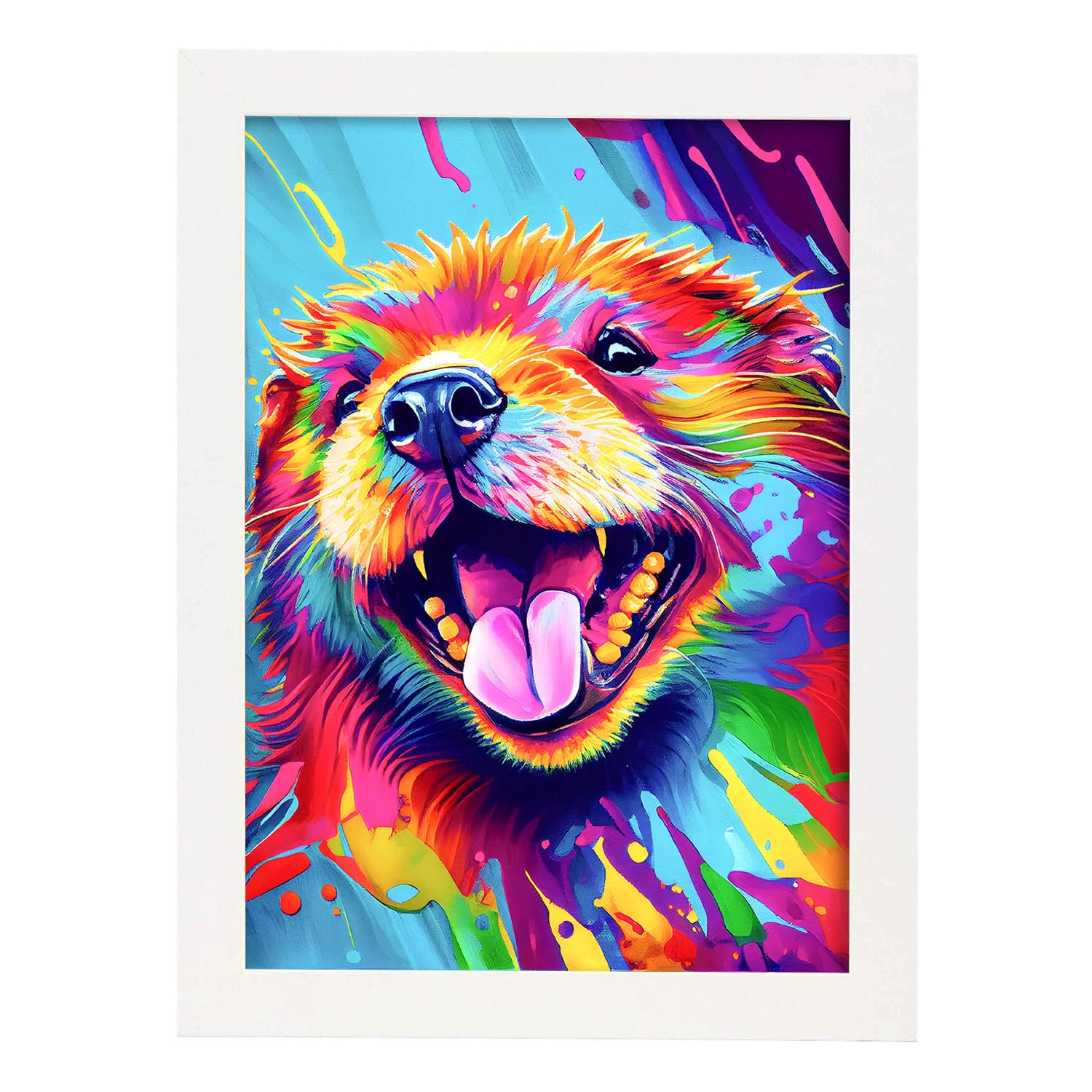 Nacnic poster de castor estilo retrato coloridas ilustraciones de animales en acuarela impresiones artísticas modelo 1 a3 con marcos blancos