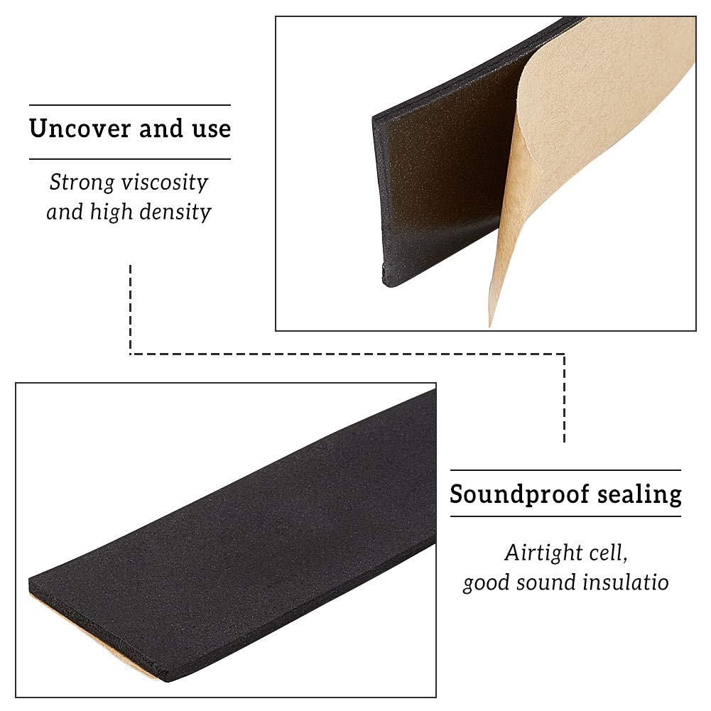 Tira de espuma adhesiva negra de 30 x 3 mm - Aislamiento impermeable para puertas y ventanas - Rollo de 10 m - 4