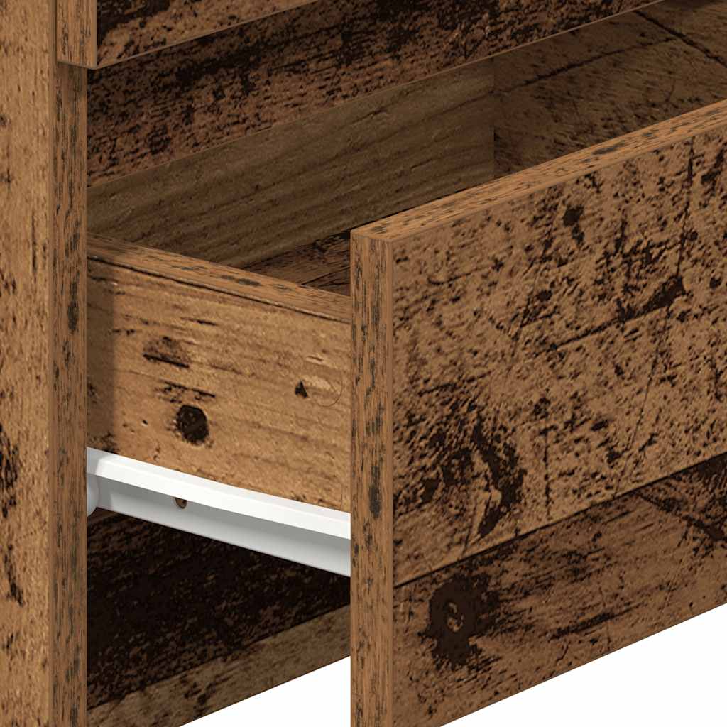 Tables de chevet 2 pièces avec 2 tiroirs vieux bois 40x33x60 cm - 8