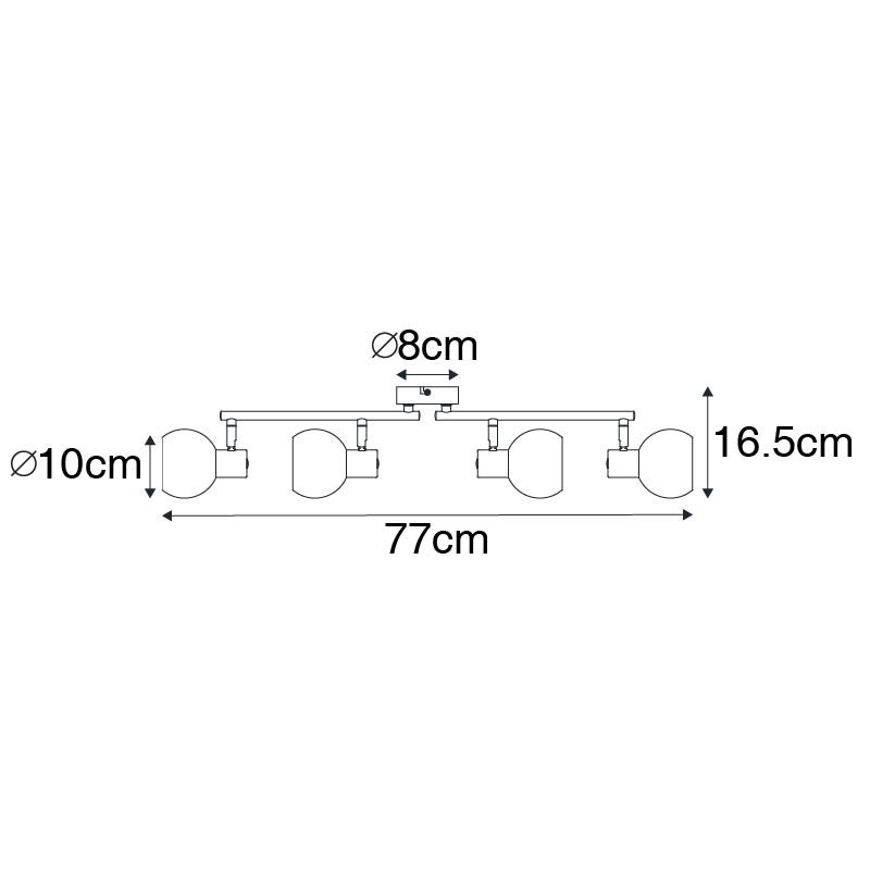 Plafonnier Art déco noir avec verre fumé 4 lumières - Vidro - 3