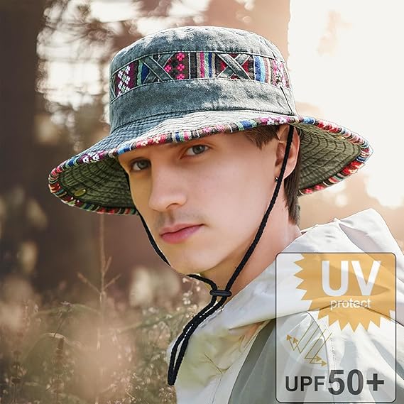 Chapeau de soleil pour homme, chapeau d'été anti-UV pliable, chapeau de randonnée en coton, chapeau de pêche pour homme, chapeau de jungle - 3
