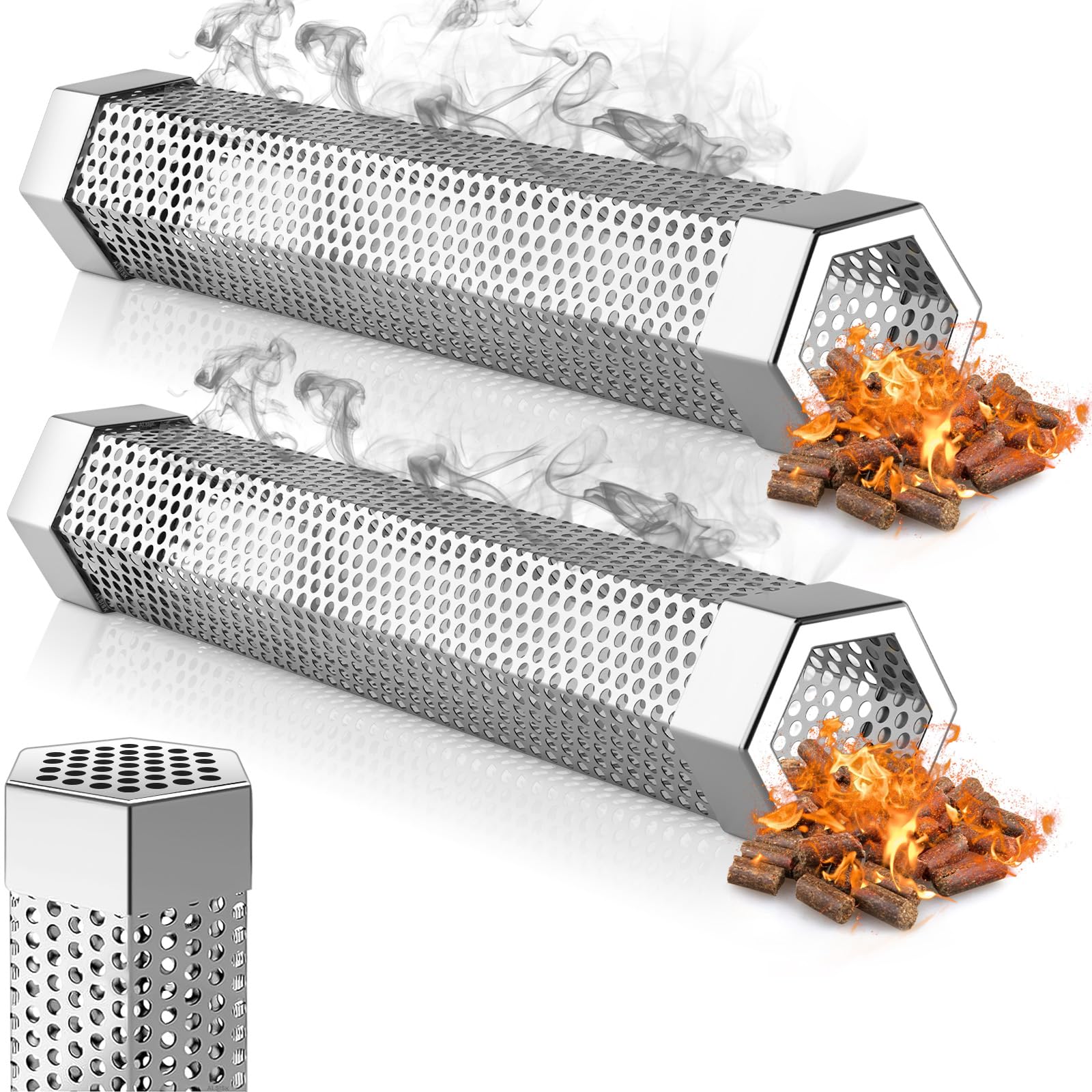 Tube Fumoir Hexagonal En Acier Inoxydable Pour Barbecue - Pour Fumage à Chaud Ou à Froid Sur Tous Grils