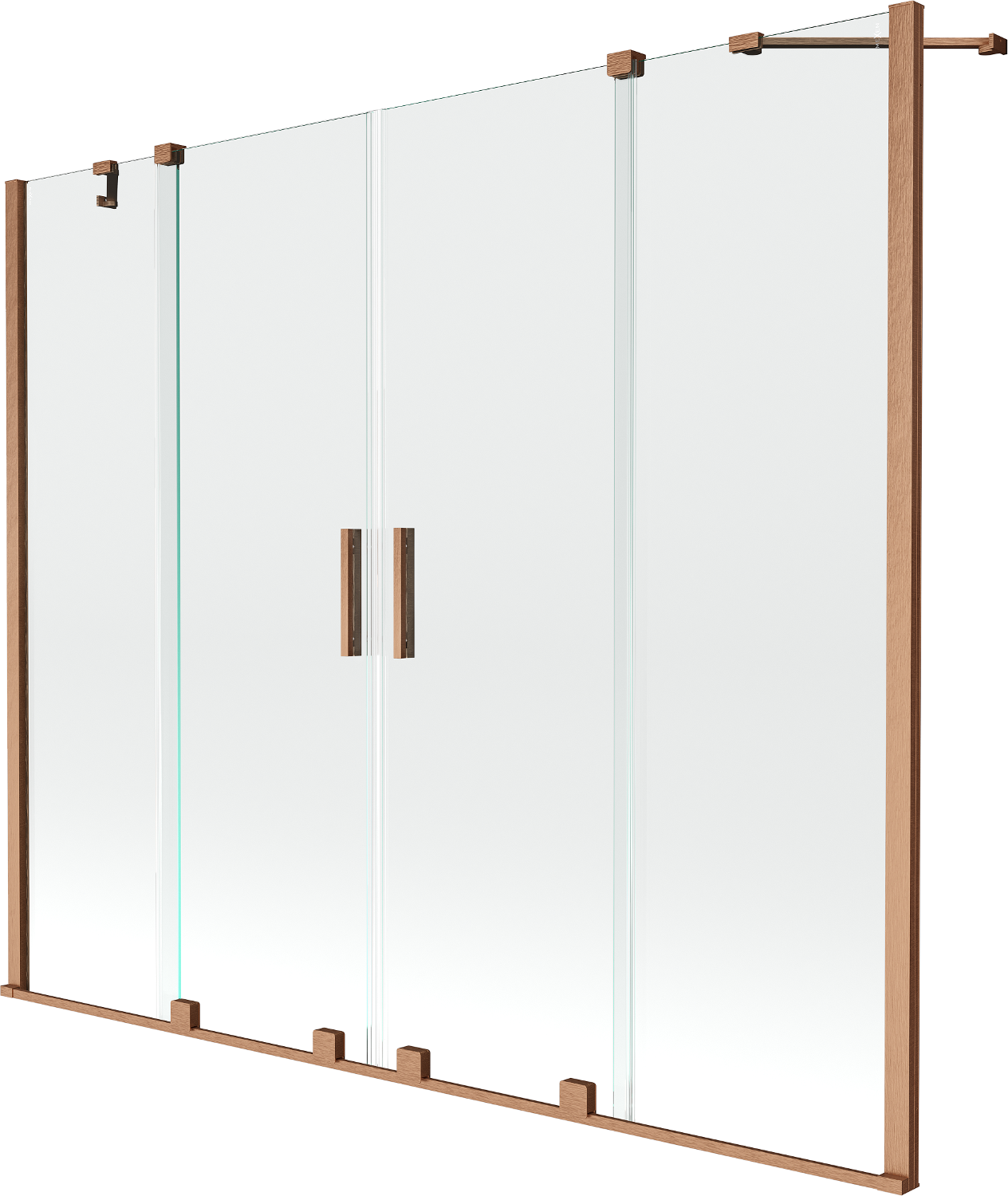 Mexen Velar Duo parawan nawannowy 2-skrzydłowy rozsuwany 180 x 150 cm, transparent, miedź szczotkowana - 896-180-000-02-65