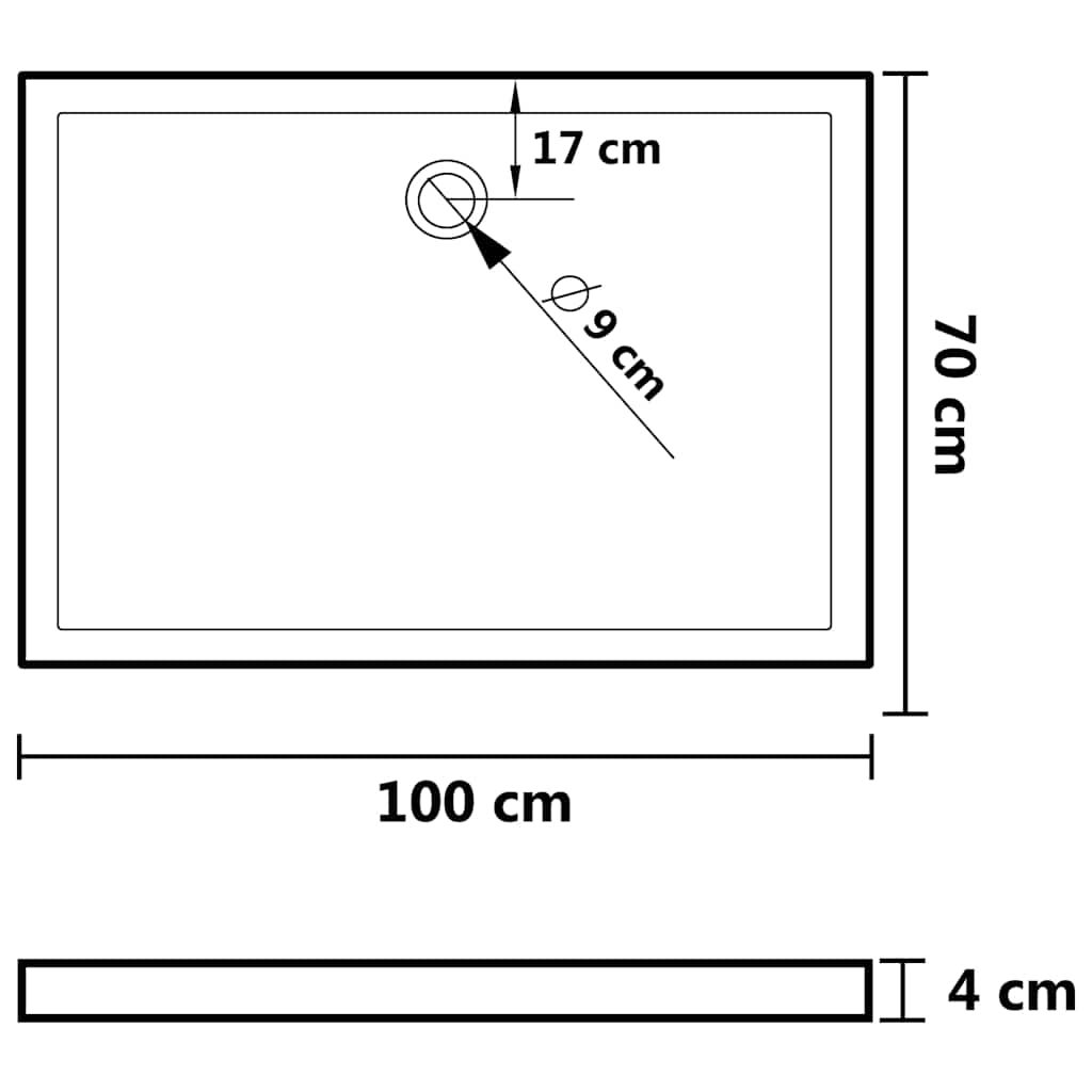 vidaXL Receveur de douche rectangulaire ABS Noir 70x100 cm - 7