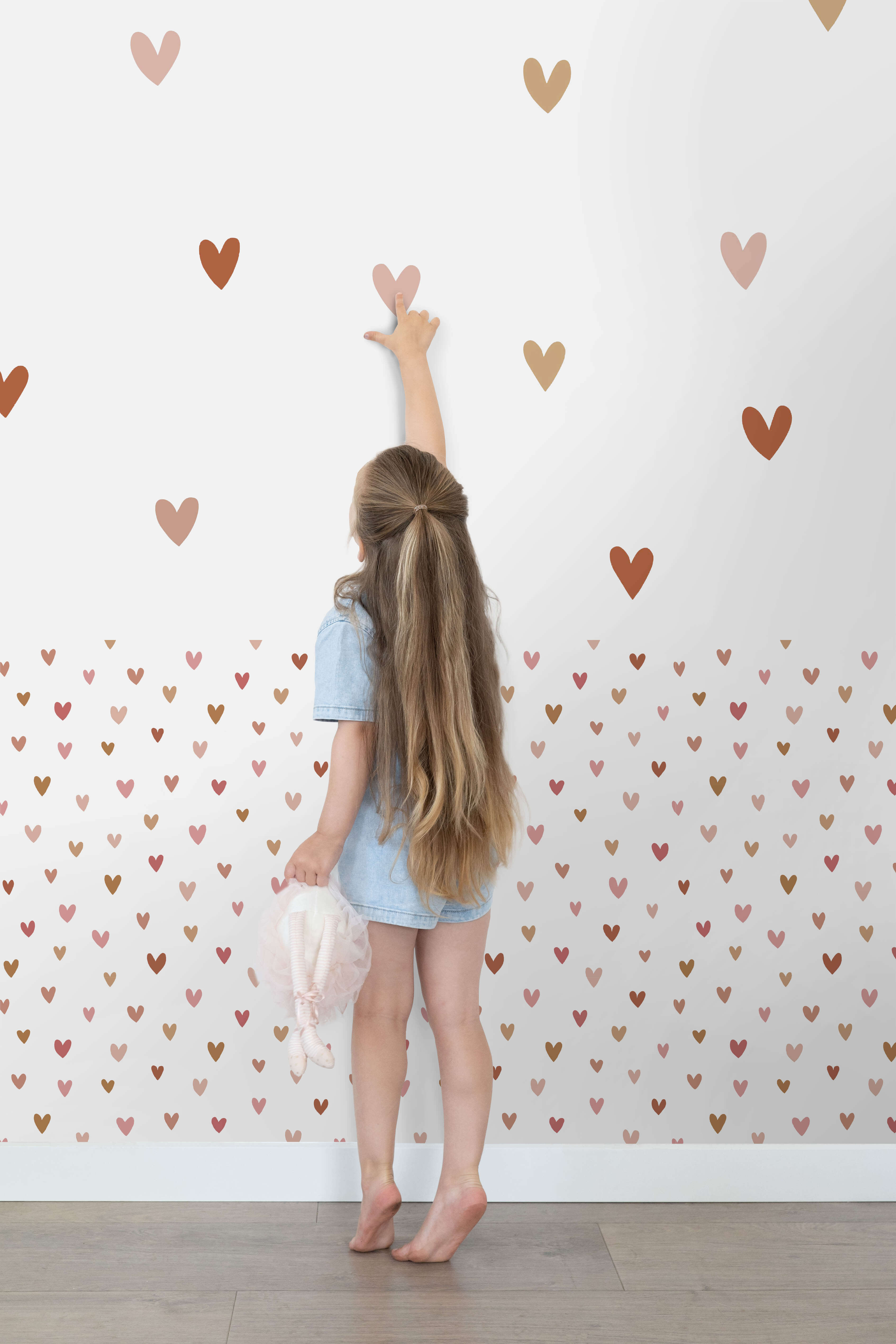 Adesivo da parete cuori terracotta, rosa e beige - 47.5 x 66 cm - ESTAhome - 3