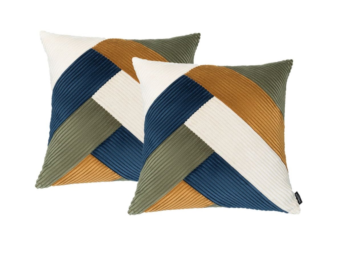 BOBOCHIC Lot de 2 coussins patchwork réversible LARA Bleu 60x60 | Leroy