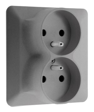 Fiche mâle coudée 16A 2P+T Gris